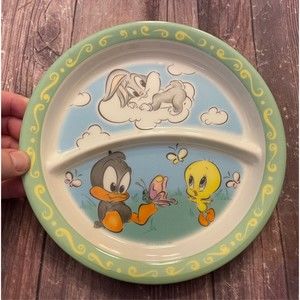 Vintage Zak Brand Looney Toons Bugs Tweety Daffy Melamine Dinner Divided Plate